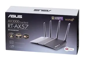 ASUS RT-AX57, "Wi-Fi 6" (802.11ax), dviejų dažnių (2,4 GHz / 5 GHz), Ethernet LAN, juodas, stalinis maršrutizatorius