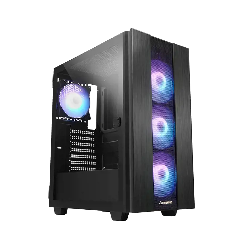 Chieftec HUNTER 2, Midi Tower, PC, Black, ATX, micro ATX, Micro-ITX, Metal, Tempered glass, Gaming