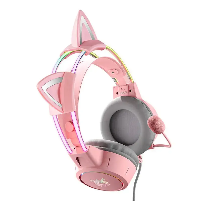 Žaidimų ausinės ONIKUMA X15Pro Pink Cat's Ears