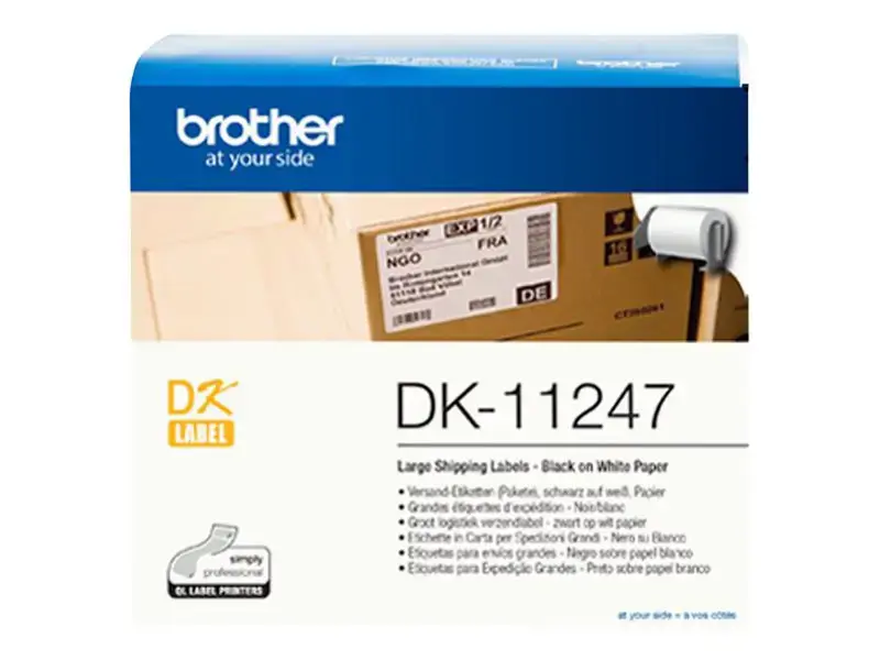 Brother DK-11247, juoda ant balto, 180 vnt., DK, juoda, balta, tiesioginis terminis, Brother