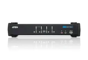 ATEN 4-Port USB DVI KVM Switch with Audio & USB 2.0 Hub (KVM Cables included), 1920 x 1200 pixels, WUXGA, 4.8 W, Black
