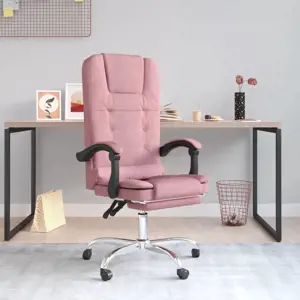 Atlošiama masažinė biuro kėdė, rožinės spalvos, aksomas