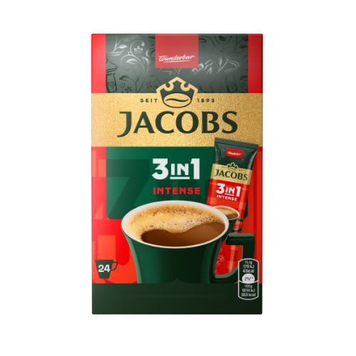 Tirpiosios kavos gėrimas JACOBS 3 in 1 Intense, 24x4g dėžė