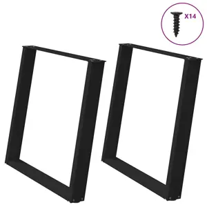 Valgomojo stalo kojelės, 2 vnt., juodos, 100x(72-73) cm, plienas, U formos