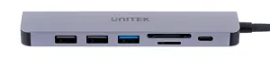 UNITEK H1118A HUB USB-C 7in1 PD 100W HDMI 4K ALU