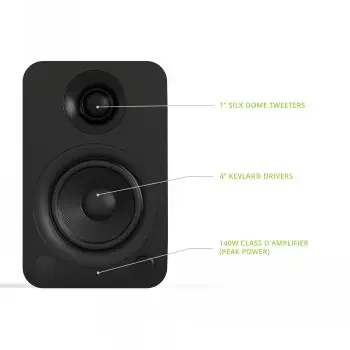 KANTO AUDIO POWERED SPEAKERS WITH BLUETOOTH® AND RCA INPUT - BLACK VINYL (INCL. TYPE C & G POWER CORDS)