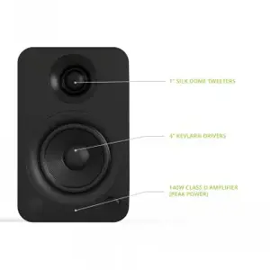 KANTO AUDIO POWERED SPEAKERS WITH BLUETOOTH® AND RCA INPUT - BLACK VINYL (INCL. TYPE C & G POWER CORDS)