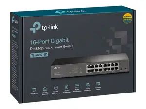 "TP-Link" 16 prievadų "Gigabit" tinklo komutatorius, nevaldomas, "Gigabit Ethernet" (10/100/1000), dvipusis duomenų perdavimas, montuojamas į stovą