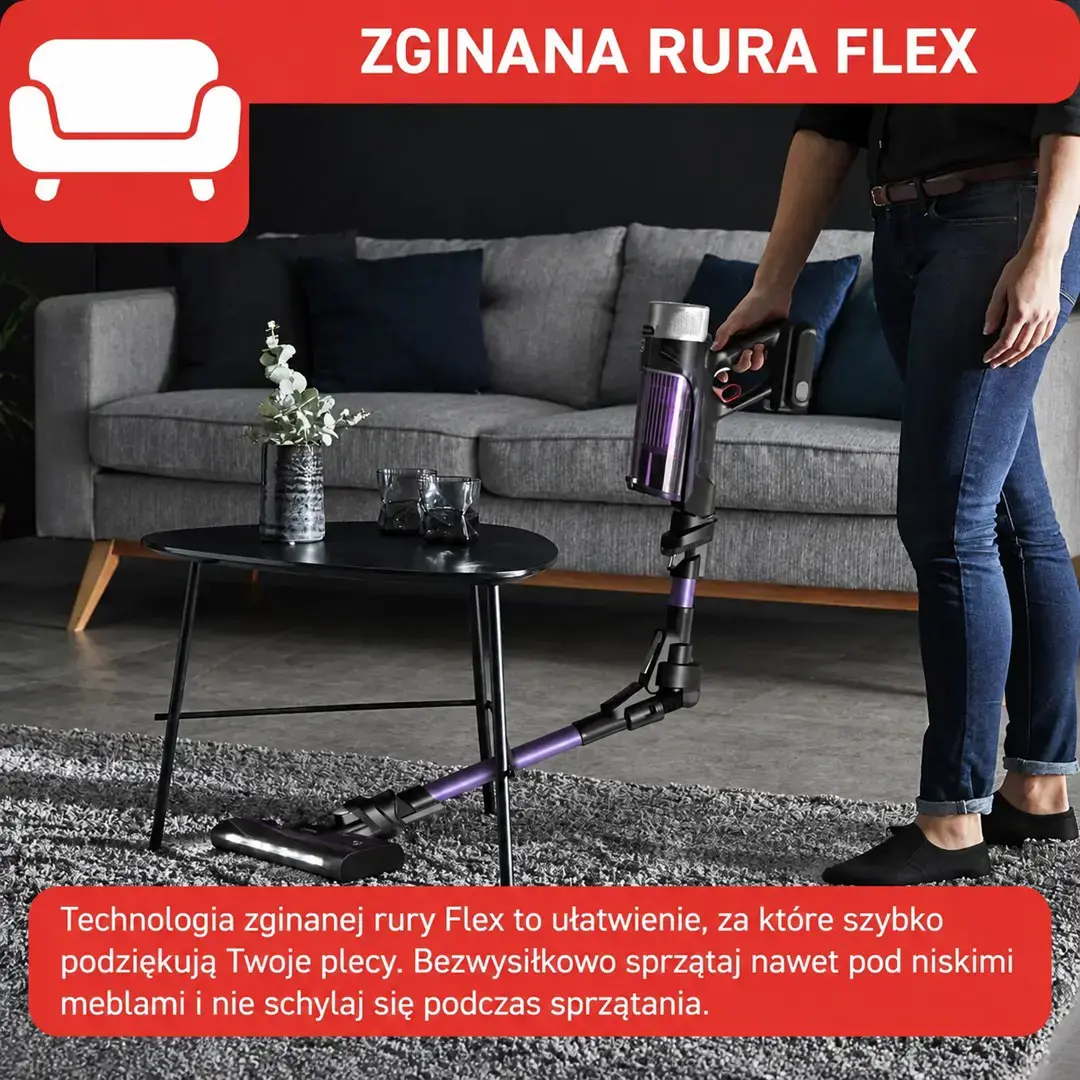 TEFAL Vacuum Cleaner | TY2039WO X-force Flex | Cordless operating | 250 W | Black/Purple