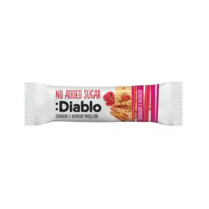 Musli batonėlis su spanguolėmis ir avietėmis, DIABLO, be pridėtinio cukraus, 30g