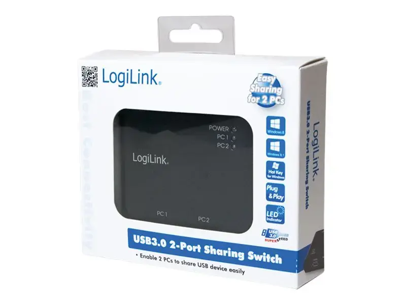LOGILINK UA0216, USB 3.0 jungiklis, 2 prievadai