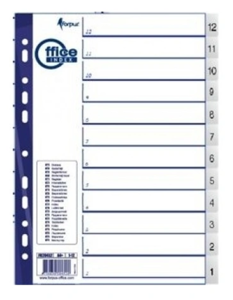Plastikiniai skiriamieji lapai 1-31, A4