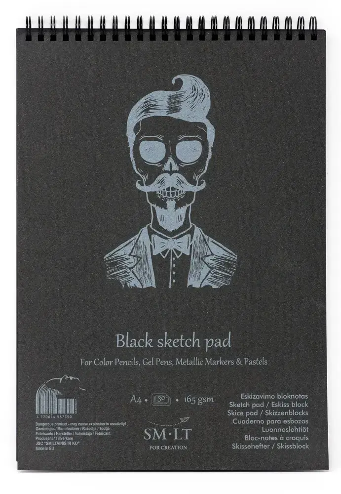 Bloknotas eskizams Authentic A4 30l, 165gsm, juodi lapai*