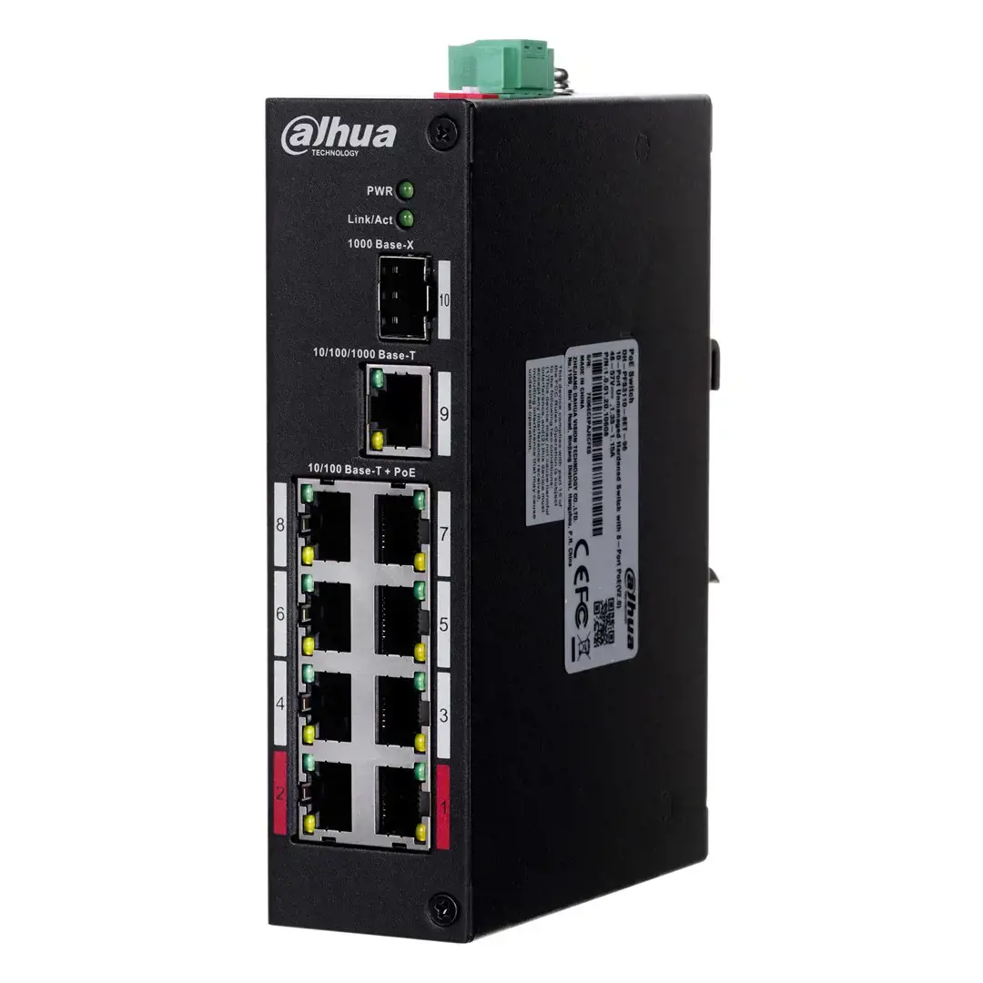 Dahua Technology PFS3110-8ET-96-V2, nevaldomas, Fast Ethernet (10/100), maitinimas per Ethernet (PoE), 10U