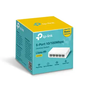 "TP-Link" 5 prievadų 10/100 Mbps stalinio kompiuterio tinklo komutatorius, nevaldomas, Fast Ethernet (10/100)