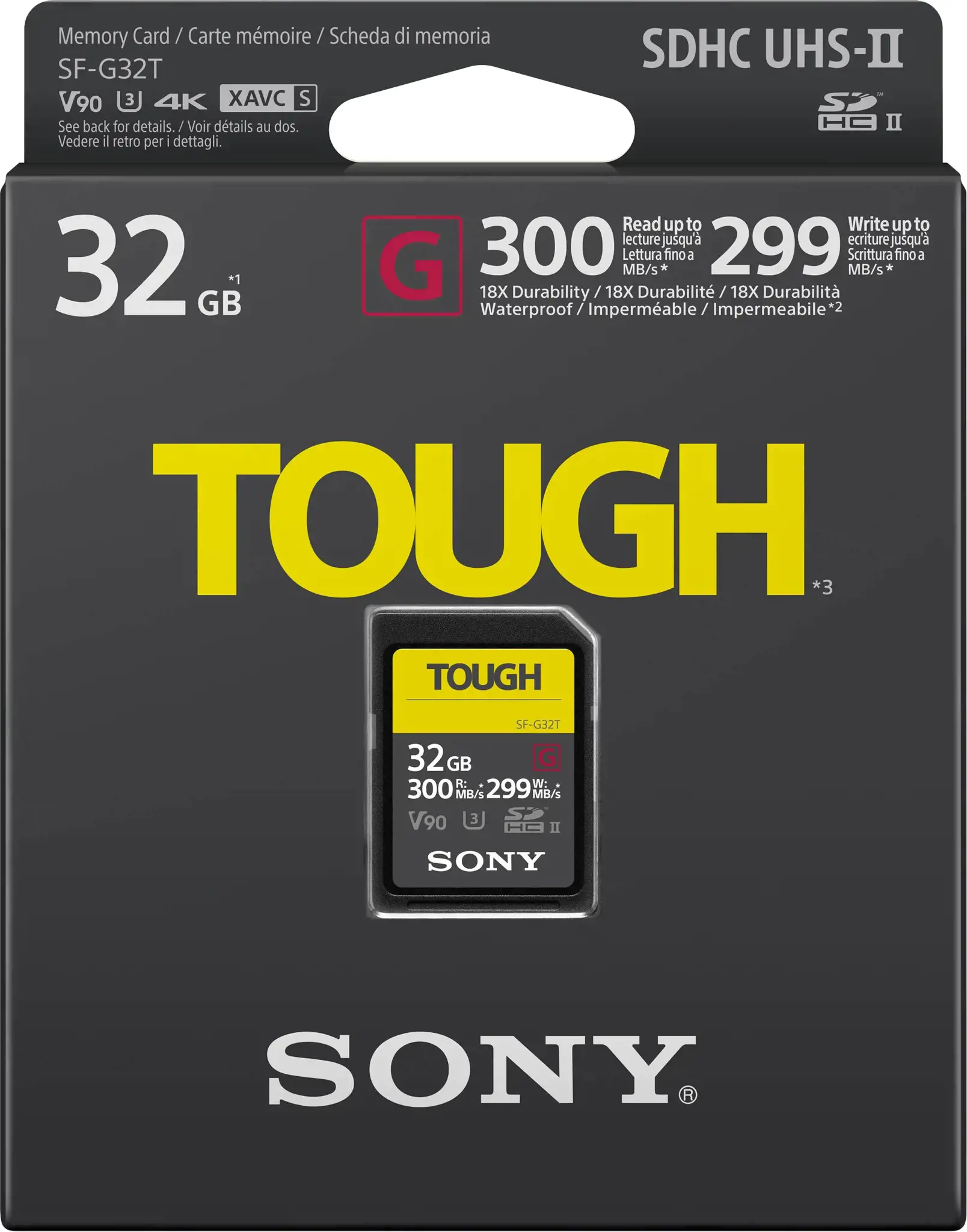"Sony" SF-G32T/T1, 32 GB, SDXC, 10 klasė, UHS-II, 300 MB/s, 299 MB/s