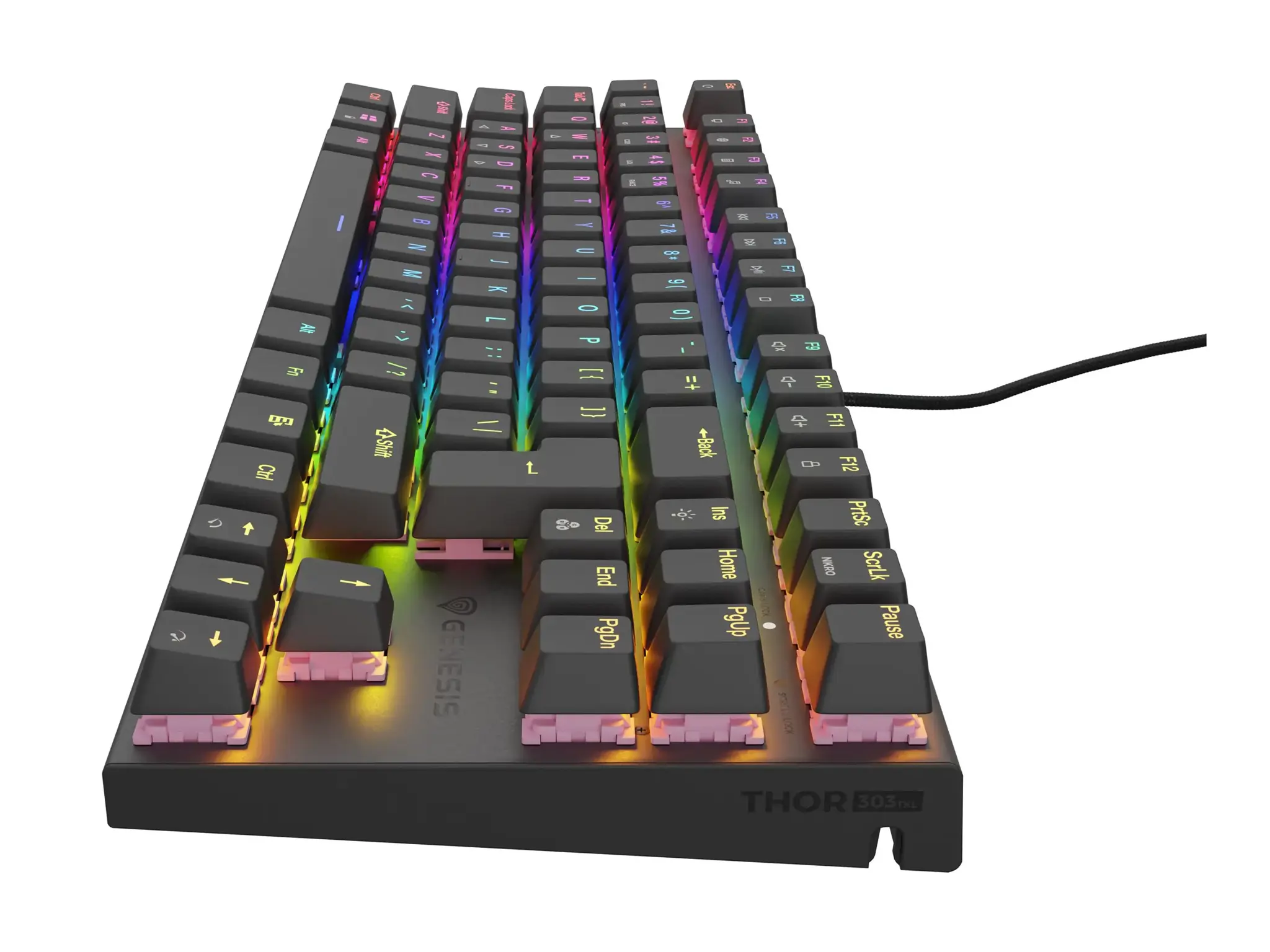 Genesis | THOR 303 | Mechanical Gaming Keyboard | Wired | US | Outemu Peach Silent | Black