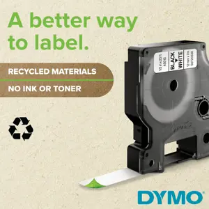 DYMO Authentic D1 Labels | Black Print on Red Tape | 12 mm x 7 m | Self-Adhesive Labels for LabelManager Label Makers | Made in Europe, Black on red, Polyester, Belgium, -18 - 90 °C, DYMO, LabelManager, LabelWriter 450 DUO