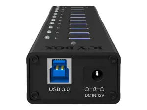 ICYBOX IB-AC6110 IcyBox 10 x USB 3.0 prievadų koncentratorius su USB įkrovimo prievadu, juodas