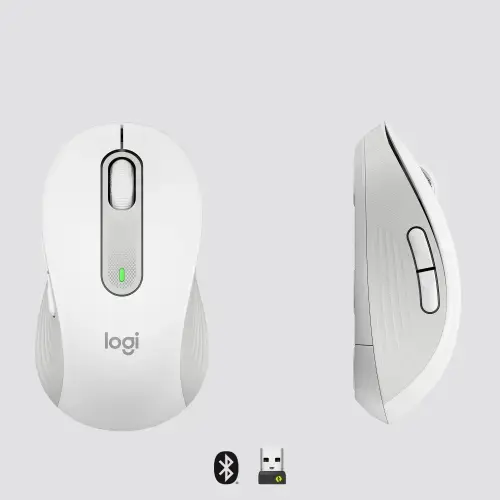 Logitech Signature M650 Wireless Mouse for Business, Right-hand, Optical, RF Wireless + Bluetooth, 4000 DPI, White