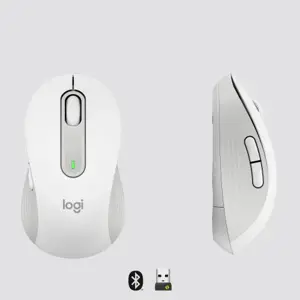 Logitech Signature M650 Wireless Mouse for Business, Right-hand, Optical, RF Wireless + Bluetooth, 4000 DPI, White