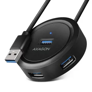Universalus keturių prievadų USB 3.2 Gen 1 šakotuvas. Išorinio maitinimo šaltinio jungtis. 30 cm il…