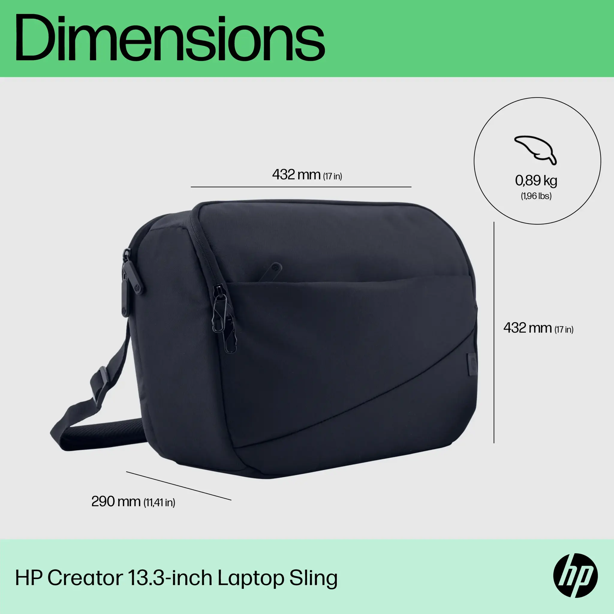 HP Creator 13,3 colių nešiojamojo kompiuterio diržas, dėklas su diržu, 33,8 cm (13,3"), 650 g