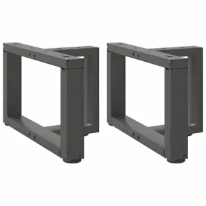 Kavos staliuko kojelės, T formos, 2 vnt., antracito spalvos, 50x25x(30-31) cm, plienas