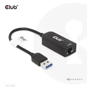 CLUB3D USB 3.2 Gen1 Type A to RJ45 2.5Gbps Adapter, Wired, USB, Ethernet, 2500 Mbit/s, Black