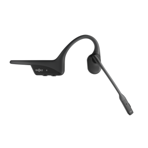 SHOKZ OpenComm2 2025 Upgrade Wireless Bluetooth Bone Conduction Videoconferencing Headset with USB-C Charging Port | 16 Hr Talk Time, 29m Wireless Range, 1 Hr Charge Time | Includes Noise Cancelling Boom Mic, Black, Wireless, Office/Call center, 35 g, Headset, Black