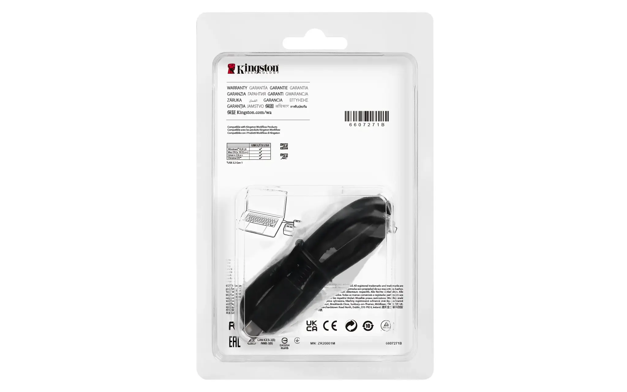 KINGSTON USB3.2 Gen1 dviejų lizdų microSDHC/SDXC UHS-II kortelių skaitytuvas