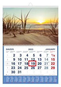 Pakabinamas kalendorius  MOBILE SERVISS SAULĖLYDIS, 2023, 1 dalis