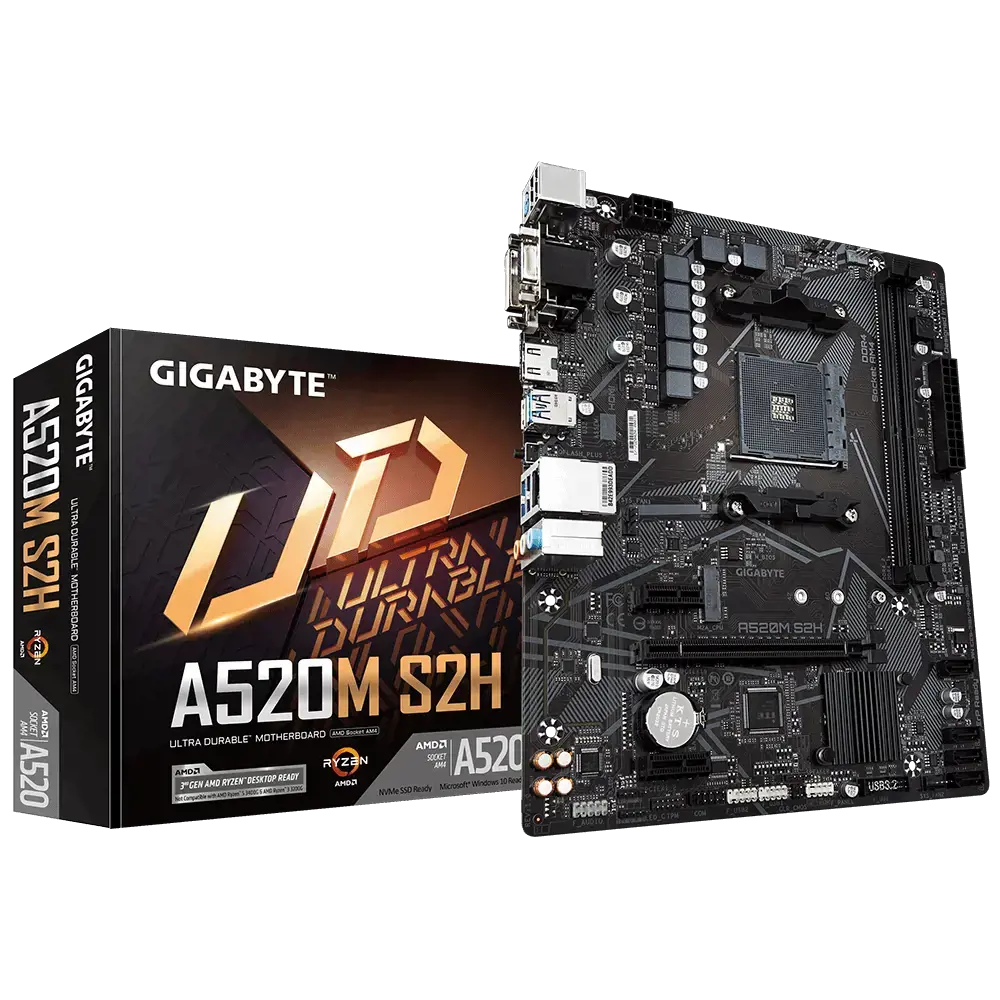 "Gigabyte A520M S2H", AMD, "Socket AM4", 3 kartos "AMD Ryzen™ 3", DDR4-SDRAM, 64 GB, DIMM