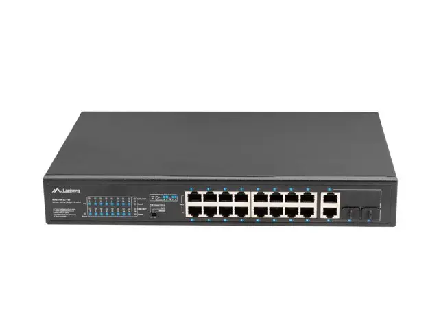 LANBERG RSFE-16P-2C-150 Komutatorius 16x 100Mb PoE+/2x Combo Gigabit 150W nevaldomas