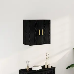Juodo ąžuolo sieninis spintelis - 60x30x60 cm, pagamintas iš inžinerinės medienos