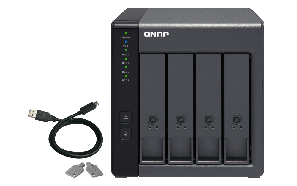 QNAP TR-004, HDD/SSD korpusas, 2,5/3,5", "Serial ATA II", 3 Gb/s, karšto keitimo, juodas