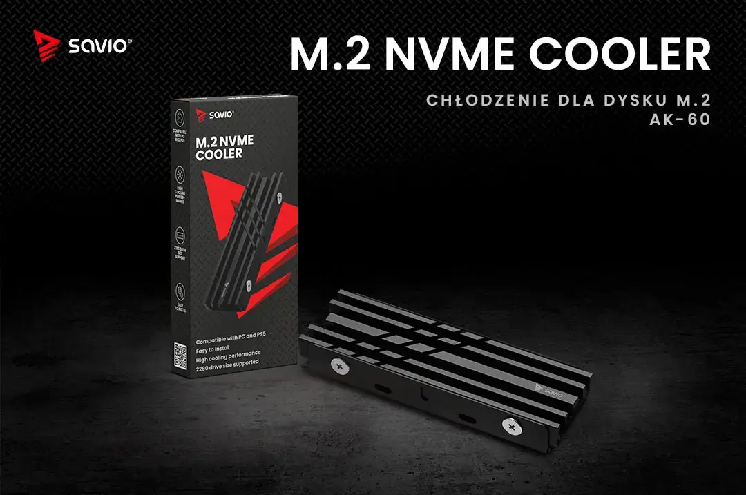 SAVIO aušinimas M.2 NVME 2280 diskams, AK-60, juodas