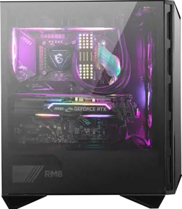 MSI MPG GUNGNIR 110R Vidutinio bokšto žaidimų kompiuterio korpusas, juodas, USB 3.2 Gen2 C tipo, 4x 120 mm ARGB ventiliatorius, "Mystic Light Sync", 1-6 ARGB valdymo plokštė, 2x grūdinto stiklo plokštės, ATX, mATX, mini-ITX, Midi Tower, kompiuteris, juodas, ATX, micro ATX, mini-ITX, metalas, plastikas, SPCC, grūdintas stiklas, žaidimų