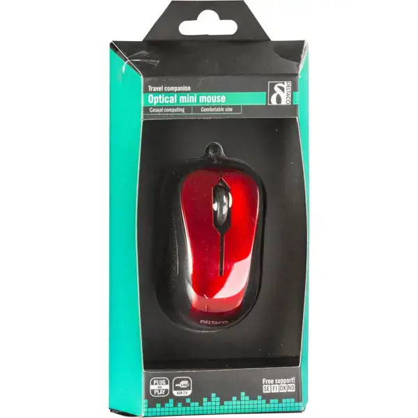 Pelė DELTACO, laidinė, raudona-pilka / MS-455