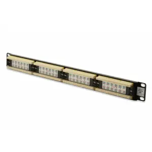 DIGITUS Patch Panel 19inch 24Port Cat6 neekranuotas juodos spalvos RAL 9005 kabeliai montavimas apie LSA be LSA dangtelio