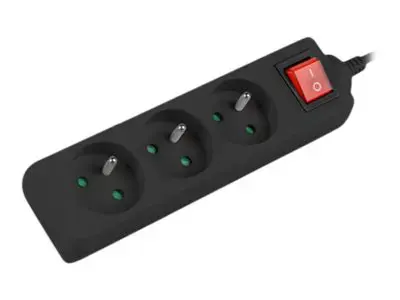 LANBERG PS1-03E-0300-BK Lanberg 3M juoda LANTERGE CURVE 3X 230V PL su grandinės pertraukikliu, pilnas varis