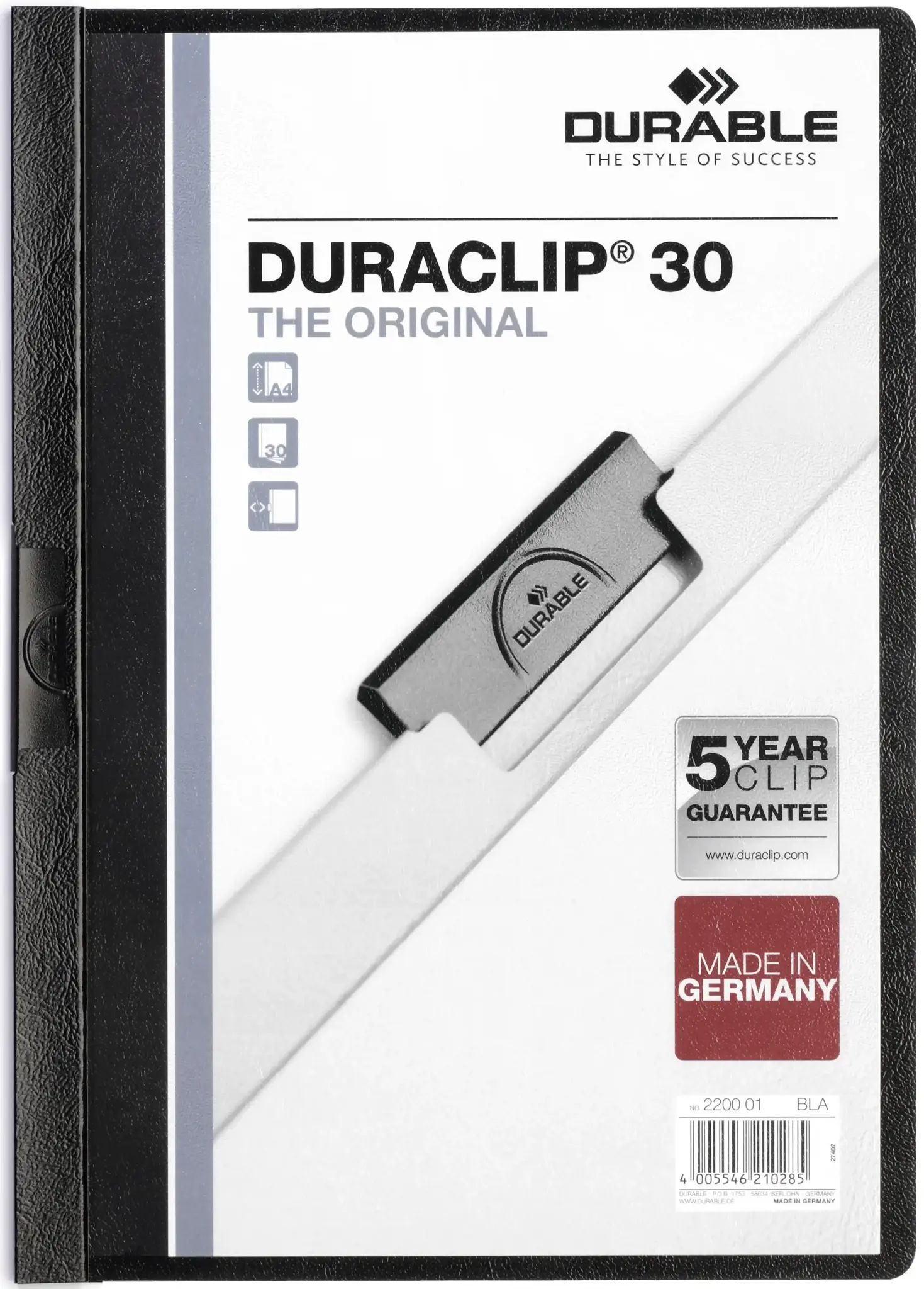 Aplankas su spaustuku DURABLE DURACLIP® 30, A4