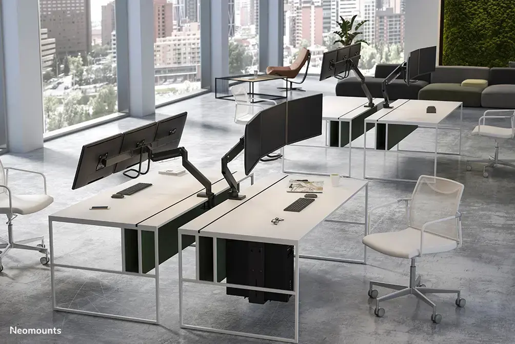 "Neomounts by Newstar" Pasirinkite "Neomounts" monitoriaus laikiklį ant stalo, tvirtinimas per laikiklį, 6 kg, 43,2 cm (17"), 68,6 cm (27"), 100 x 100 mm, juodas