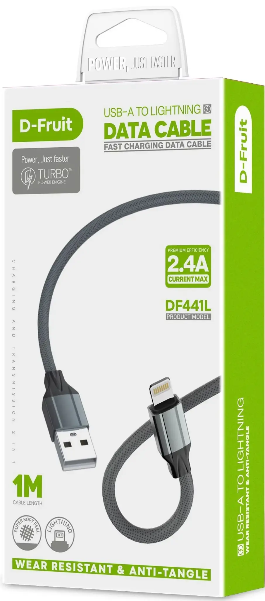 "D-Fruit" kabelis USB-A - "Lightning" 1 m (DF441L)