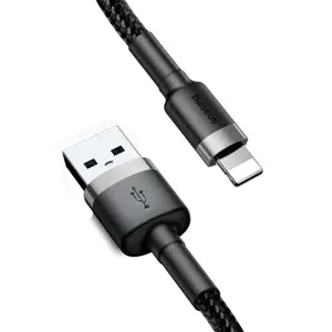 "Baseus Cafule Cable" tvirtas nailono kabelis USB / "Lightning" QC3.0 1.5A 2M juodas (juodas)