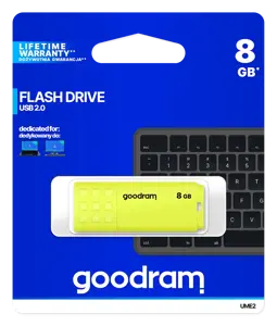 "Goodram UME2", 8 GB, A tipo USB, 2.0, 20 MB/s, dangtelis, geltonos spalvos