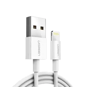 Ugreen kabelis USB 2.0 A lightning 2 m, 5V/2.4A iPhone 7 / 7plus / 6S / 6 / 6 Plus, iPhone 5s/5c/5, iPad Mini/Mini 2, iPad, 1 m, Lightning, USB A, vyriškas, vyriškas, baltas