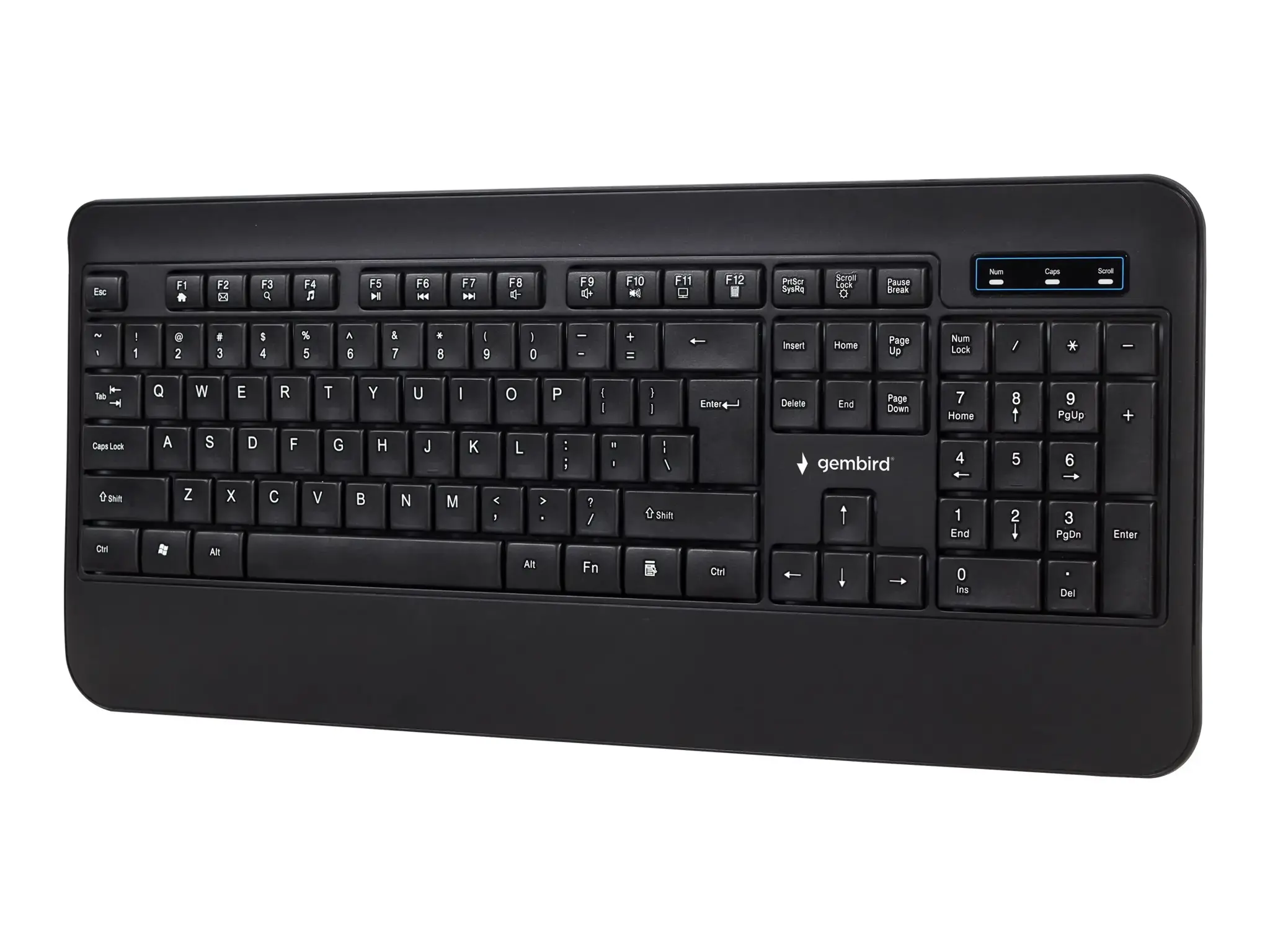 GEMBIRD KB-UML-03 Slim Rainbow backlight multimedijos klaviatūra, juoda, JAV išdėstymo