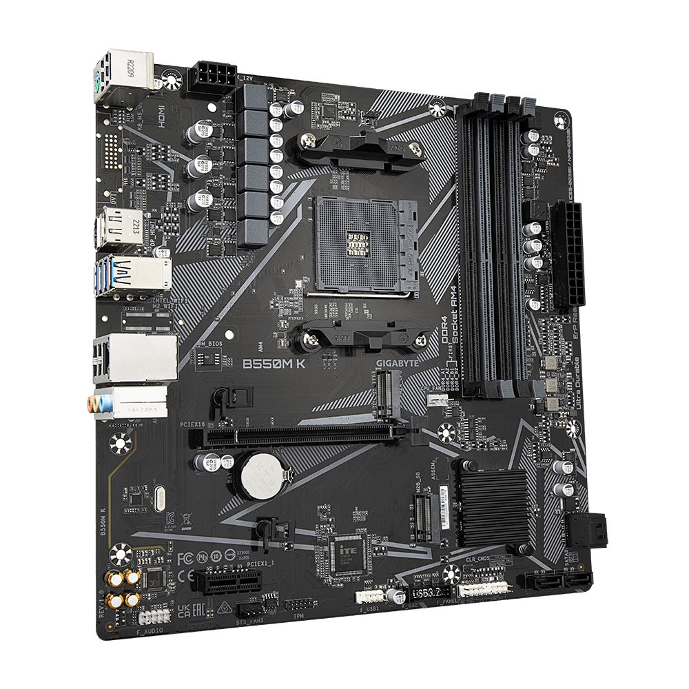 "Gigabyte B550M K 1.0", AMD, "Socket AM4", "AMD Ryzen™ 5", DDR4-SDRAM, 128 GB, DIMM
