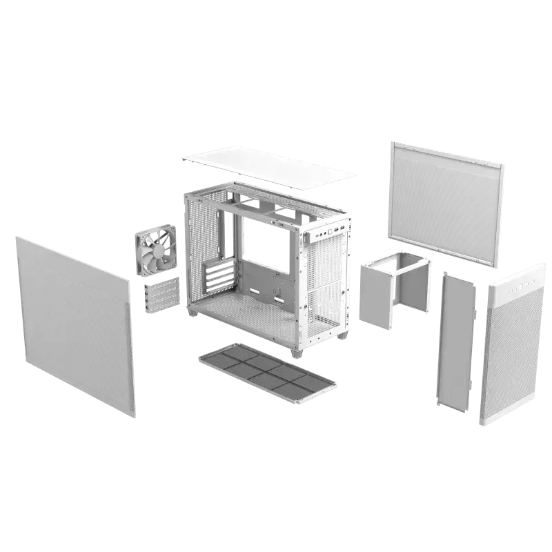ASUS AP201 PRIME CASE TG WHITE, Mini Tower, Kompiuteris, Balta, micro ATX, Mini-ITX, 17 cm, 33,8 cm